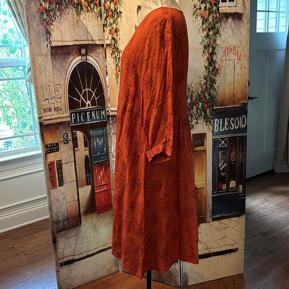 Gudrun Sjoden “Leia” Linen Dress, Henna/Patterned, Size Medium - Picture 4 of 15